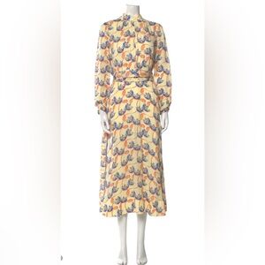 ME+EM midi dress pale yellow with orange and lilac